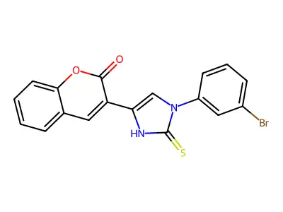 3-[3-(3-bromophenyl)-2-sulfanylidene-1H-imidazol-5-yl]chromen-2-one structure