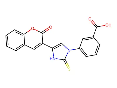 3-(4-(2-oxo-2H-chromen-3-yl)-2-thioxo-2,3-dihydro-1H-imidazol-1-yl)benzoic acid structure