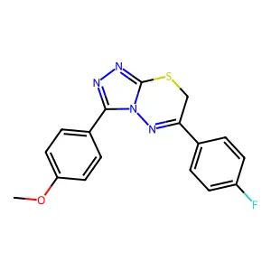 6-(4-fluorophenyl)-3-(4-methoxyphenyl)-7H-[1,2,4]triazolo[3,4-b][1,3,4]thiadiazine structure