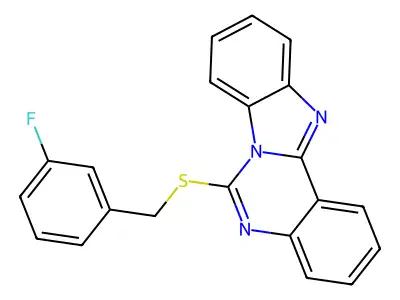 6-[(3-Fluorophenyl)methylsulfanyl]benzimidazolo[1,2-c]quinazoline structure