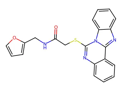 2-(6-benzimidazolo[1,2-c]quinazolinylthio)-N-(2-furanylmethyl)acetamide structure