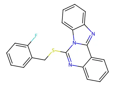 6-[(2-Fluorophenyl)methylsulfanyl]benzimidazolo[1,2-c]quinazoline structure