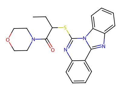 2-(Benzimidazolo[1,2-c]quinazolin-6-ylsulfanyl)-1-morpholin-4-ylbutan-1-one structure