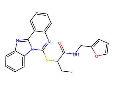 2-(benzimidazolo[1,2-c]quinazolin-6-ylsulfanyl)-N-(furan-2-ylmethyl)butanamide structure