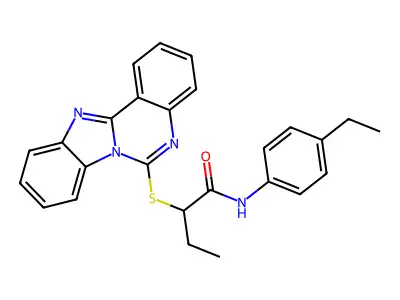 2-(benzimidazolo[1,2-c]quinazolin-6-ylsulfanyl)-N-(4-ethylphenyl)butanamide structure