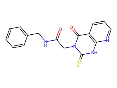 N-benzyl-2-(4-oxo-2-sulfanylidene-1H-pyrido[2,3-d]pyrimidin-3-yl)acetamide structure