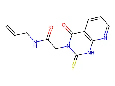 2-(4-oxo-2-sulfanylidene-1H-pyrido[2,3-d]pyrimidin-3-yl)-N-prop-2-enylacetamide structure