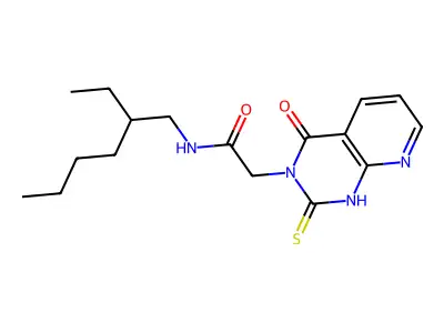 N-(2-ethylhexyl)-2-(4-oxo-2-sulfanylidene-1H-pyrido[2,3-d]pyrimidin-3-yl)acetamide structure