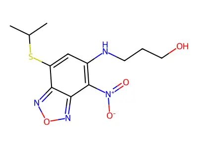 3-((7-(Isopropylthio)-4-nitrobenzo[c][1,2,5]oxadiazol-5-yl)amino)propan-1-ol structure