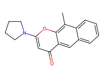 4H-Naphtho(2,3-b)pyran-4-one, 10-methyl-2-(1-pyrrolidinyl)- structure