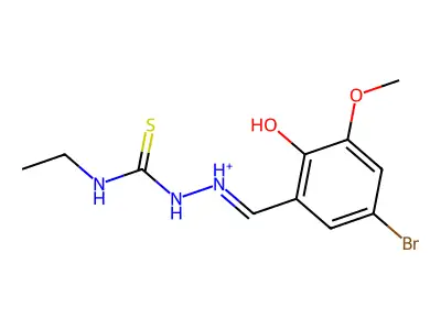 (5-Bromo-2-hydroxy-3-methoxyphenyl)methylidene-(ethylcarbamothioylamino)azanium structure