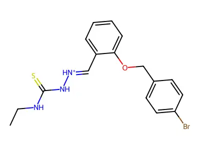 1-({2-[(4-Bromophenyl)methoxy]phenyl}methylidene)-2-(ethylcarbamothioyl)hydrazin-1-ium structure