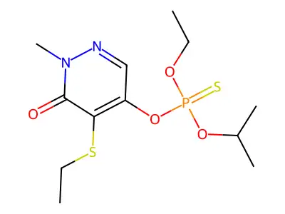Phosphorothioic acid, O-(1,6-dihydro-5-(ethylthio)-1-methyl-6-oxo-4-pyridazinyl) O-ethyl O-(1-methylethyl) ester structure