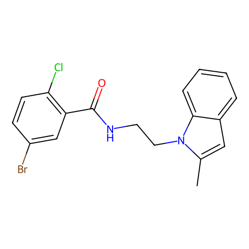 5-bromo-2-chloro-N-[2-(2-methyl-1H-indol-1-yl)ethyl]benzamide structure