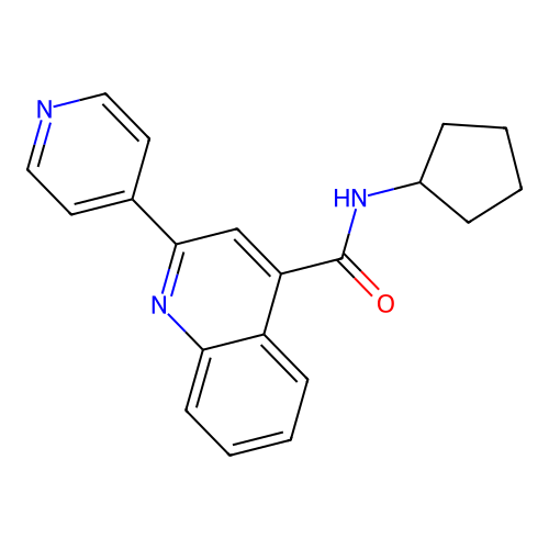 N-cyclopentyl-2-(pyridin-4-yl)quinoline-4-carboxamide structure