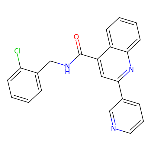 N-(2-chlorobenzyl)-2-(pyridin-3-yl)quinoline-4-carboxamide structure