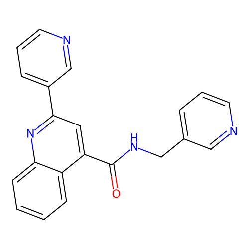 2-(pyridin-3-yl)-N-(pyridin-3-ylmethyl)quinoline-4-carboxamide structure