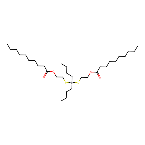 Decanoic acid, 1,1'-[(dibutylstannylene)bis(thio-2,1-ethanediyl)] ester structure