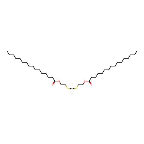 Hexadecanoic acid, 1,1'-((dimethylstannylene)bis(thio-2,1-ethanediyl)) ester structure