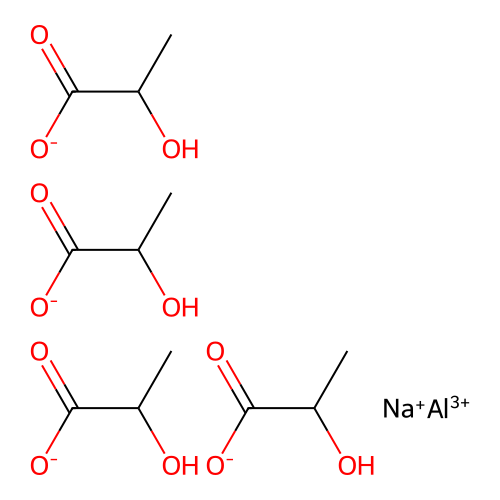 Aluminum;sodium;tetrakis(2-hydroxypropanoate) structure