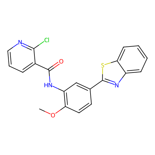 N-[5-(1,3-benzothiazol-2-yl)-2-methoxyphenyl]-2-chloropyridine-3-carboxamide structure