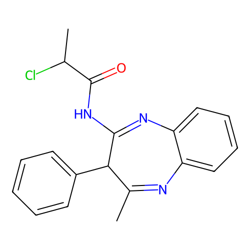 2-chloro-N-(4-methyl-3-phenyl-3H-1,5-benzodiazepin-2-yl)propanamide structure