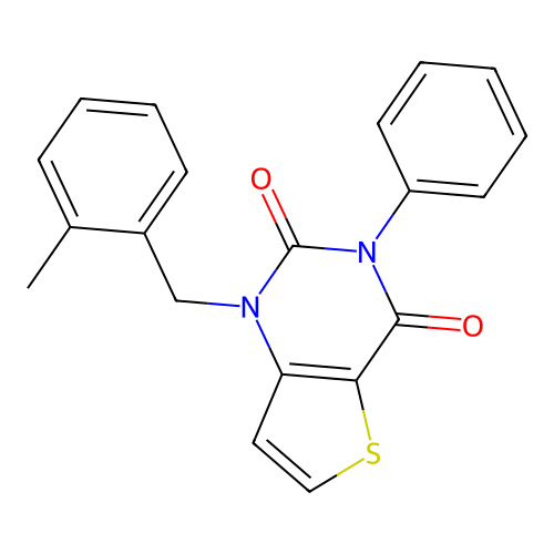 1-(2-methylbenzyl)-3-phenylthieno[3,2-d]pyrimidine-2,4(1H,3H)-dione structure