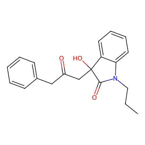 3-hydroxy-3-(2-oxo-3-phenylpropyl)-1-propyl-1,3-dihydro-2H-indol-2-one structure