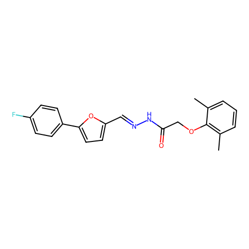 2-(2,6-dimethylphenoxy)-N'-{(E)-[5-(4-fluorophenyl)furan-2-yl]methylidene}acetohydrazide structure