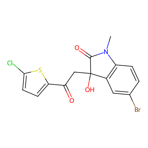 5-Bromo-3-(2-(5-chlorothiophen-2-yl)-2-oxoethyl)-3-hydroxy-1-methylindolin-2-one structure