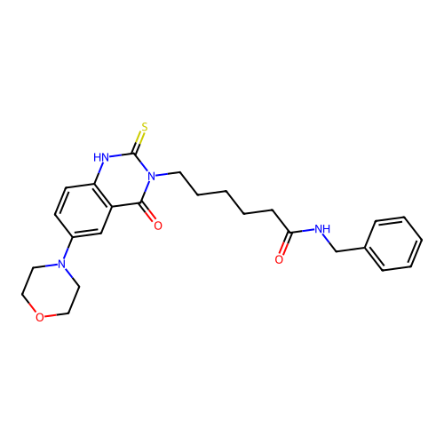 N-benzyl-6-(6-morpholin-4-yl-4-oxo-2-sulfanylidene-1H-quinazolin-3-yl)hexanamide structure