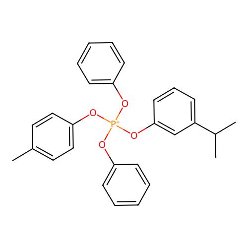 (4-Methylphenoxy)-diphenoxy-(3-propan-2-ylphenoxy)phosphanium structure