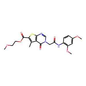 2-methoxyethyl 3-[2-(2,4-dimethoxyanilino)-2-oxoethyl]-5-methyl-4-oxothieno[2,3-d]pyrimidine-6-carboxylate structure