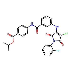 Propan-2-yl 4-(3-{[4-chloro-1-(2-fluorophenyl)-2,5-dioxo-2,5-dihydro-1H-pyrrol-3-yl]amino}benzamido)benzoate structure