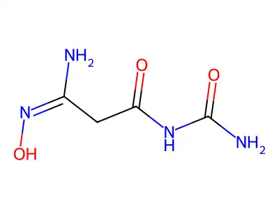 N-carbamoyl-2-(N-hydroxycarbamimidoyl)acetamide structure