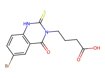 4-(6-bromo-4-oxo-2-sulfanylidene-1H-quinazolin-3-yl)butanoic Acid structure