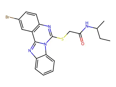 2-(2-bromobenzimidazolo[1,2-c]quinazolin-6-yl)sulfanyl-N-butan-2-ylacetamide structure