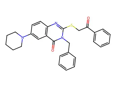 3-Benzyl-2-phenacylsulfanyl-6-piperidin-1-ylquinazolin-4-one structure