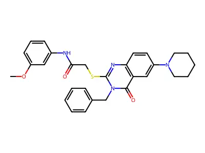 2-{[3-benzyl-4-oxo-6-(piperidin-1-yl)-3,4-dihydroquinazolin-2-yl]sulfanyl}-N-(3-methoxyphenyl)acetamide structure