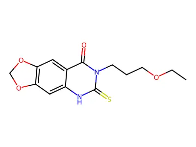 7-(3-ethoxypropyl)-6-thioxo-6,7-dihydro[1,3]dioxolo[4,5-g]quinazolin-8(5H)-one structure