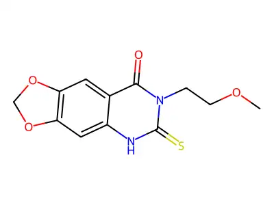7-(2-methoxyethyl)-6-sulfanylidene-5H-[1,3]dioxolo[4,5-g]quinazolin-8-one structure