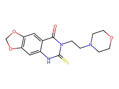 7-(2-morpholin-4-ylethyl)-6-sulfanylidene-5H-[1,3]dioxolo[4,5-g]quinazolin-8-one structure