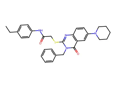 2-{[3-benzyl-4-oxo-6-(piperidin-1-yl)-3,4-dihydroquinazolin-2-yl]sulfanyl}-N-(4-ethylphenyl)acetamide structure