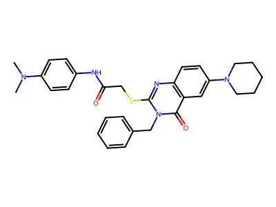 2-{[3-benzyl-4-oxo-6-(piperidin-1-yl)-3,4-dihydroquinazolin-2-yl]sulfanyl}-N-[4-(dimethylamino)phenyl]acetamide structure