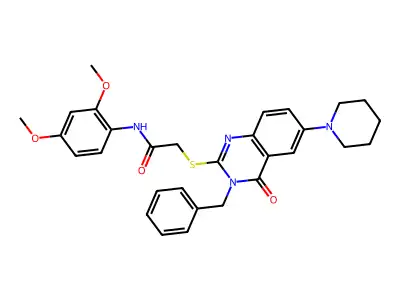 2-{[3-benzyl-4-oxo-6-(piperidin-1-yl)-3,4-dihydroquinazolin-2-yl]sulfanyl}-N-(2,4-dimethoxyphenyl)acetamide structure