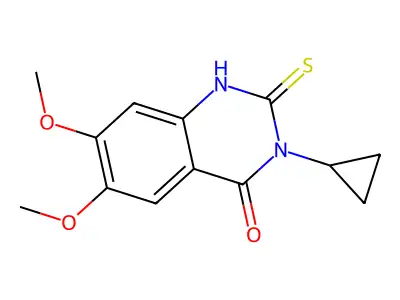 3-cyclopropyl-6,7-dimethoxy-2-thioxo-2,3-dihydroquinazolin-4(1H)-one structure