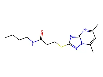 N-butyl-3-[(5,7-dimethyl[1,2,4]triazolo[1,5-a]pyrimidin-2-yl)thio]propanamide structure