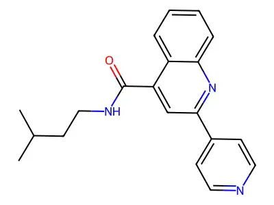 N-(3-methylbutyl)-2-(pyridin-4-yl)quinoline-4-carboxamide structure