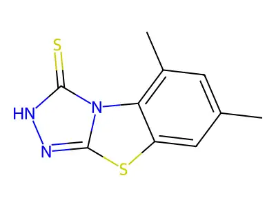 5,7-Dimethyl(1,2,4)triazolo(3,4-b)(1,3)benzothiazole-3(2H)-thione structure