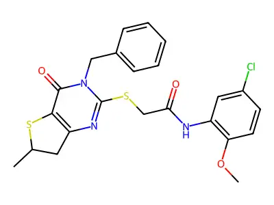 2-((3-benzyl-6-methyl-4-oxo-3,4,6,7-tetrahydrothieno[3,2-d]pyrimidin-2-yl)thio)-N-(5-chloro-2-methoxyphenyl)acetamide structure